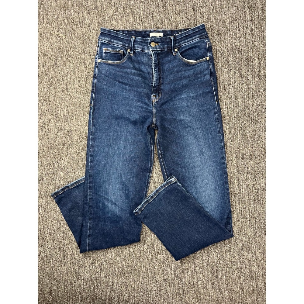 Good American Soft Tech Good True Straight Jeans High Rise 12 / 31 Dark Wash